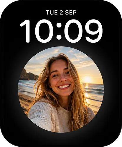 An Apple Watch face filled with one friend's photo
